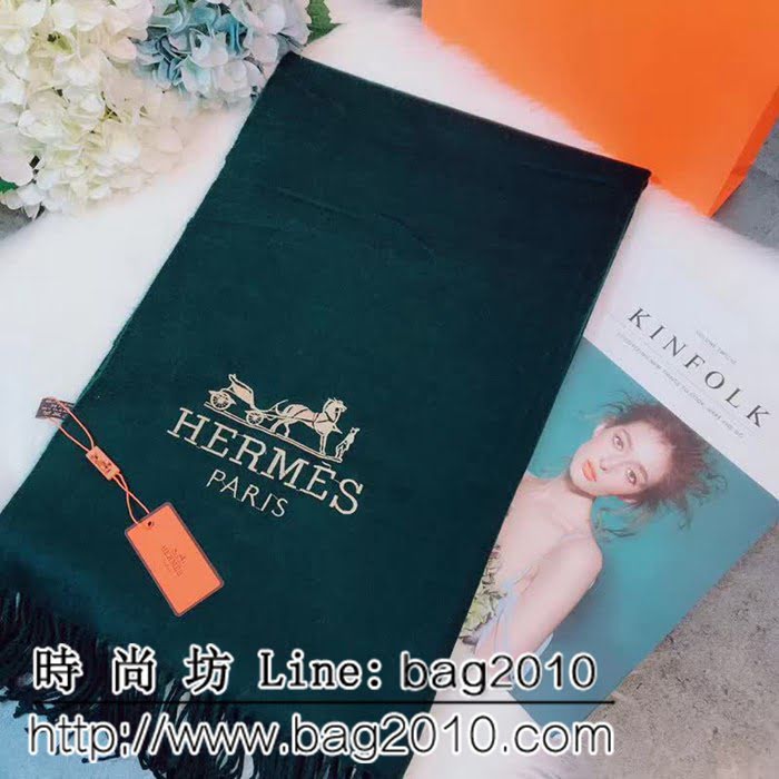 HERMES愛馬仕2018年度爆款 新款Hermès淨色刺繡圍巾 LLWJ6727